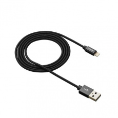 CANYON Charge & Sync MFI braided cable with metalic shell, USB to lightning, certified by Apple, cable length 1m, OD2.8mm, Black