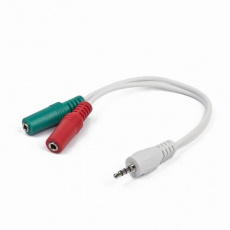 Gembird adaptér 1 x 3.5 mm 4-pin miniJack (M) na 2 x 3.5 mm jack (F) pre zapojenie headsetu do notebooku, 0.2 m, biely Gembird adaptér 1 x 3.5 mm 4-pin miniJack (M) na 2 x 3.5 mm jack (F) pre zapojenie headsetu do notebooku, 0.2 m, biely