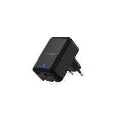 Canyon H-20T, vysokorýchlostná skladacia nabíjačka do steny 1xUSB-C, 20W, PD + 1xUSB-A 18W QC3.0, čierna Canyon H-20T, vysokorýchlostná skladacia nabíjačka do steny 1xUSB-C, 20W, PD + 1xUSB-A 18W QC3.0, čierna