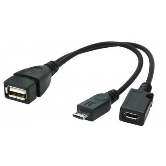 Gembird adaptér OTG USB (AF) / Micro-USB (BF) na Micro-USB (BM), kábel, 0.15 m