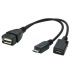 Gembird adaptér OTG USB (AF) / Micro-USB (BF) na Micro-USB (BM), kábel, 0.15 m