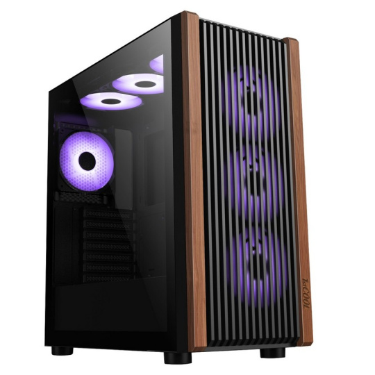 1stCOOL G6 Noble Wood Decor TS ARGB, skrinka ATX, USB3.0, USB-C, 4x ARGB ventilátor