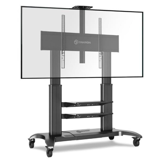 ONKRON Mobile TV Stand Rolling TV Cart for 60 to 100-Inch Screens up to 136,4 kg, Black