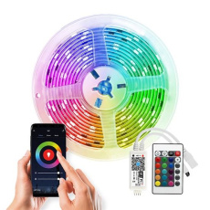 Solight Wifi Smart LED svetelný pás, RGB, 5m, sada s adaptérom a dialkovým ovladačom