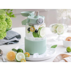 BUYDEEM Sklenená fľaša so slamkou 1L, model DG710, farba útulná zelená