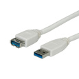 Kábel USB 3.2 Gen 1, A-A M/F 0.8m, 5Gbps, predlžovací, biely