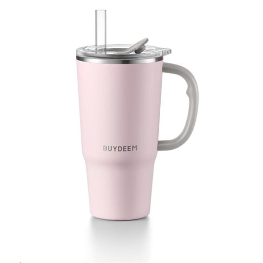 BUYDEEM Termo hrnček so slamkou 700 ml, model DS57, farba ružová