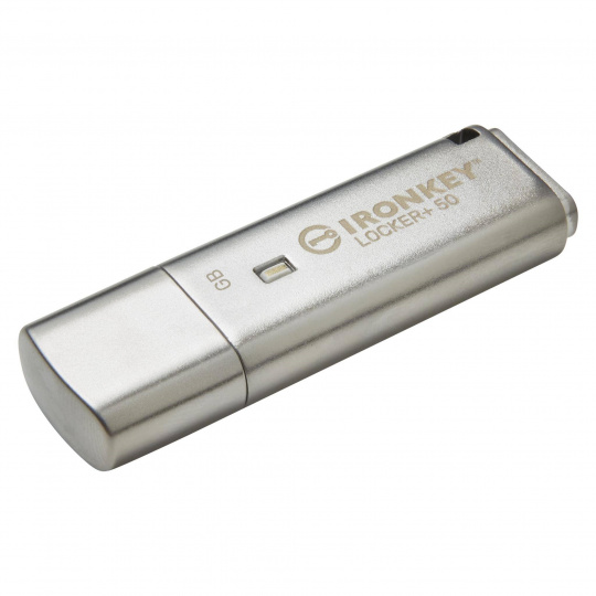 128 GB . USB 3.2 kľúč . Kingston IronKey Locker+ 50, silver ( r145MB/s, w115MB/s)