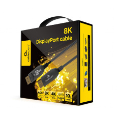 Gembird kábel DisplayPort (M - M), 8K, aktívny, optický (AOC), s Ethernetom, prémiový, 10 m, čierny Gembird kábel DisplayPort (M - M), 8K, aktívny, optický (AOC), s Ethernetom, prémiový, 10 m, čierny