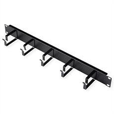 19" Panel vyväzovací, organizér 1U, lišta 5x oko (Typ G) 40x60mm, kovový, čierny RAL9005 19" Panel vyväzovací, organizér 1U, lišta 5x oko (Typ G) 40x60mm, kovový, čierny RAL9005