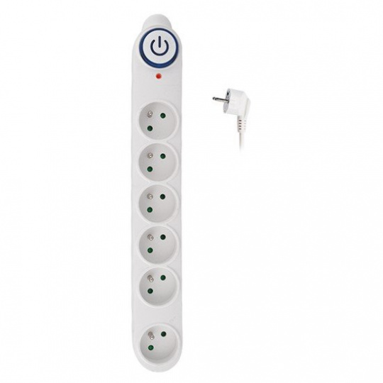 Solight prepäťová ochrana, 150J, 6 zásuviek, 5m, biela