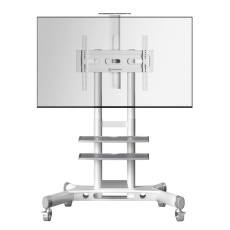 ONKRON Mobile TV Stand for 40-70” TVs with Wheels Shelves Height Adjustable Rolling TV Cart, White