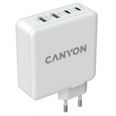 Canyon H-100, ultravýkonná vysokorýchlostná nabíjačka do steny 2xUSB-C, 100W PD, 2 xUSB-A, 30W QC, biela Canyon H-100, ultravýkonná vysokorýchlostná nabíjačka do steny 2xUSB-C, 100W PD, 2 xUSB-A, 30W QC, biela