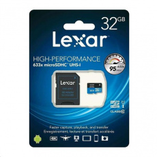 32GB Lexar® High-Performance 633x microSDHC™ UHS-I, up to 100MB/s read 20MB/s write C10 A1 V10 U1, Global 32GB Lexar® High-Performance 633x microSDHC™ UHS-I, up to 100MB/s read 20MB/s write C10 A1 V10 U1, Global