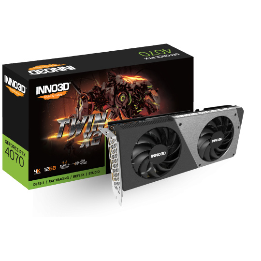 INNO3D NVIDIA GEFORCE RTX 4070 TWIN X2 12GB GDDR6X 192bit, 2475 MHz / 21Gbps, 3x DP, 1x HDMI, 2x Fan, 2 slot