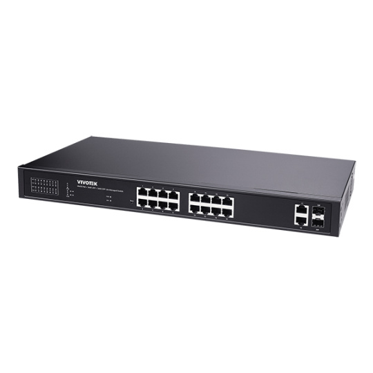VIVOTEK 16xGE PoE(802.3af/at/bt, PoE budget 260W), 2xGbE RJ-45, 2xSFP 100M/1G slot, extend-mode až 250m(PoE@10Mbps), VLA VIVOTEK 16xGE PoE(802.3af/at/bt, PoE budget 260W), 2xGbE RJ-45, 2xSFP 100M/1G slot, extend-mode až 250m(PoE@10Mbps), VLA
