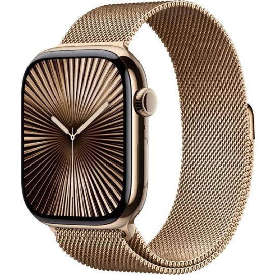 Apple Watch Series 10 GPS + Cellular 46mm Gold Titanium Case with Gold Milanese Loop - S/M