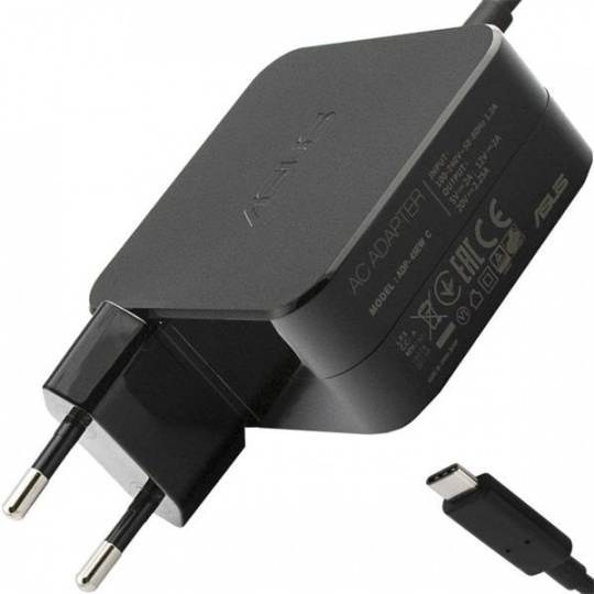 ASUS AC NAPÁJACÍ ADAPTÉR 65W 19V 2pin typ- C , s  EU plug, čierny