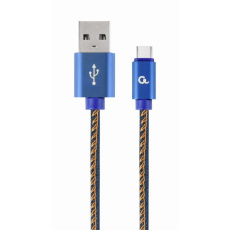 Gembird kábel nabíjací USB-C (M) na USB 2.0 (M), opletený, 1m, džínsovina