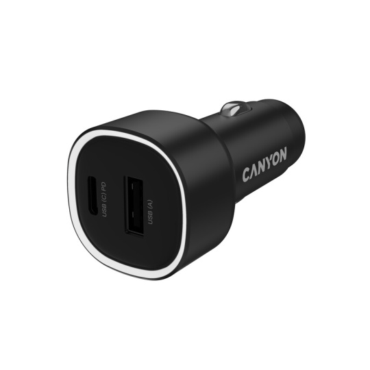Canyon OnDrive 48, univerzálna autonabíjačka, 1x USB-C, 1x USB-A, rýchle nabíjanie, výkon 48 W