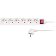 Solight predlžovací prívod, 6 zásuviek, biely, vypínač, 1,5m