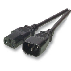 Kábel sieťový 230V predlžovací, C13 - C14, 2m, 0.75mm2, 10A, čierny