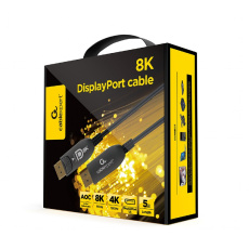 Gembird kábel DisplayPort (M - M), 8K, aktívny, optický (AOC), s Ethernetom, prémiový, 5 m, čierny Gembird kábel DisplayPort (M - M), 8K, aktívny, optický (AOC), s Ethernetom, prémiový, 5 m, čierny