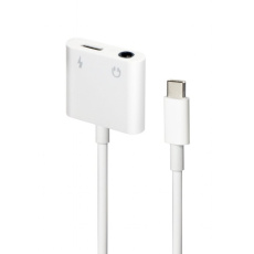 Gembird audio adaptér USB-C (F) na stereo 3.5 mm jack (M) + USB-C (F) pre nabíjanie, 10cm kábel, biely Gembird audio adaptér USB-C (F) na stereo 3.5 mm jack (M) + USB-C (F) pre nabíjanie, 10cm kábel, biely