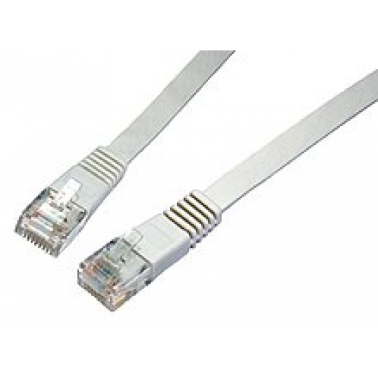 patch kábel Cat6, UTP, LSOH - 10m , šedý, plochý