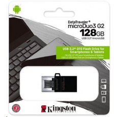 128 GB . USB 3.2 kľúč . Kingston DataTraveler MicroDuo 3 Gen2 + microUSB (Android/OTG)