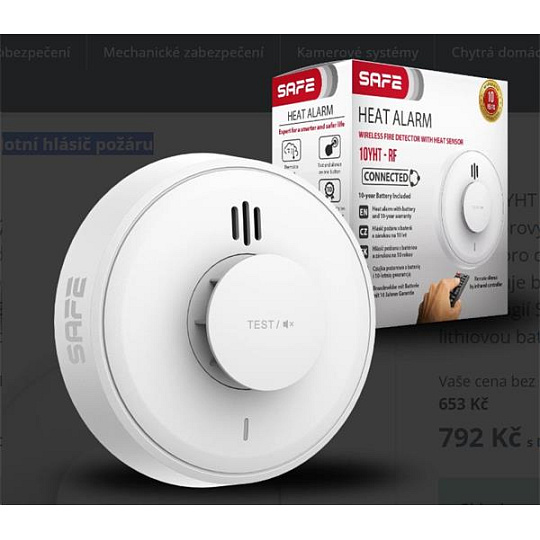 SAFE 10YHT-RF - Bezdrátový teplotní hlásič požáru SAFE 10YHT-RF - Bezdrátový teplotní hlásič požáru
