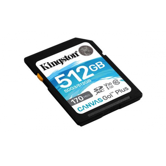 512 GB . SDXC karta Kingston . Canvas Go Class 10 UHS-I U3 V30 ( r90MB/s, w45MB/s )