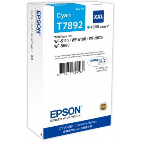Epson atrament WF5000 series cyan XXL - 34.2ml