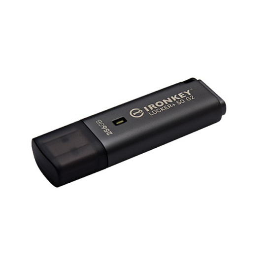 256 GB . USB 3.2 kľúč . Kingston IronKey Locker+ 50 G2, strieborný ( r145MB/s, w115MB/s)