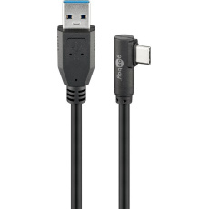 Kábel USB 3.2 Gen 1, AM/CM Typ C 2m, 5Gbps, čierny, uhľový 90°