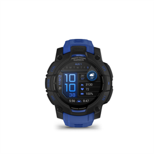 Garmin Instinct 3 - 45mm, AMOLED, Black, Bolt Blue silicone band