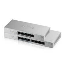 ZyXEL GS1200-8HP, 8-port Desktop Gigabit Web Smart switch: 8x Gigabit metal, 4x PoE (802.3at, 30W), PoE Power budget 60W