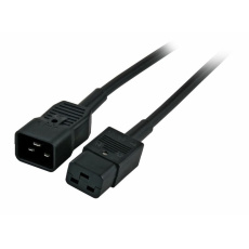 Kábel sieťový 230V predlžovací, C19 - C20, 1m, 1.50mm?, 16A, čierny