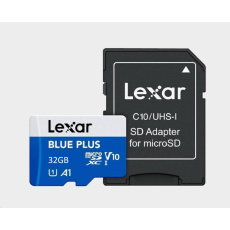 32GB Lexar® Blue Plus microSDHC UHS-I with SD adapter, up to 100MB/s read C10 A1 V10 U1 32GB Lexar® Blue Plus microSDHC UHS-I with SD adapter, up to 100MB/s read C10 A1 V10 U1