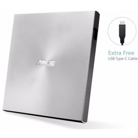 ASUS SDRW-08U9M-U external ultraslim DVD-RW USB-C/A, SILVER