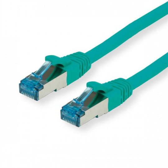 S/FTP (PiMF) Patchkábel LSOH 0,25m Cat6A, zelený, Cu