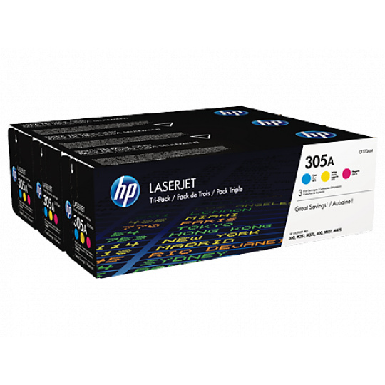 HP 305A CYM Tri-Pack Laserjet Toner Cartridge