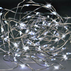 Solight LED vianočná reťaz strieborná, 100x mini LED, 10m, 3 x AA, studené svetlo Solight LED vianočná reťaz strieborná, 100x mini LED, 10m, 3 x AA, studené svetlo
