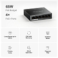 6-Port Gigabit Desktop Switch with 4-Port PoE+PORT: 4× Gigabit PoE+ Ports, 2× Gigabit Non-PoE PortsSPEC: Compatible with 802.3