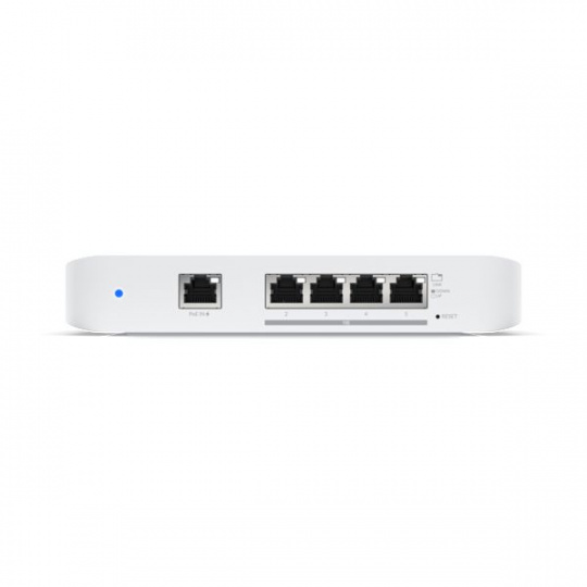 Ubiquiti Networks Layer 2 switch with (4) 10GbE RJ45 ports and (1) GbE, 802.3at PoE+ RJ45 input