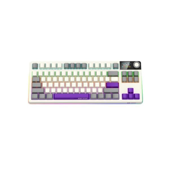 Lorgar KBP70TKLW, Pro bezdrôtová mechanická herná klávesnica, 2.4 GHz/ BT 5.0, Displej, multim. tlač., US layout, béžová