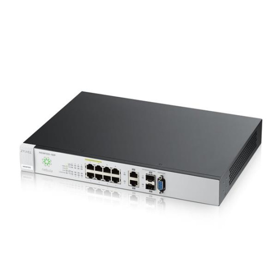 ZyXEL NSW100-10P 10-port GbE Nebula Cloud Managed (L2) PoE Switch: 8x GbE + 2x dual personality (GbE/SFP), PoE (802.3at,