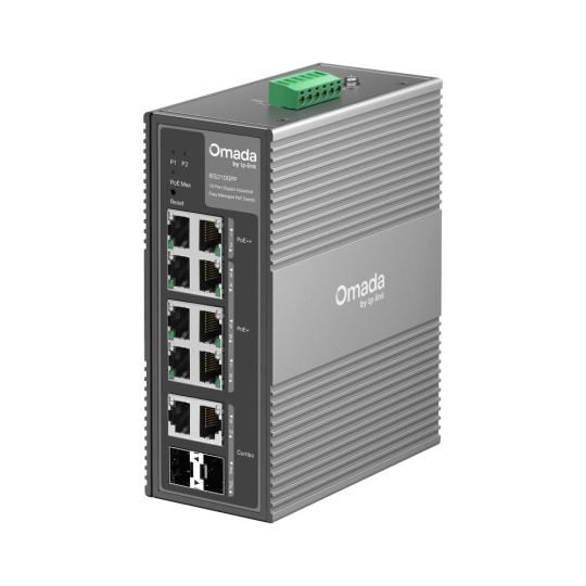 TP-LINK "Omada 10-Port Gigabit Industrial Easy Managed Switch with 6-Port PoE+ and 2-Port PoE++PORT: 2× Gigabit PoE++ P