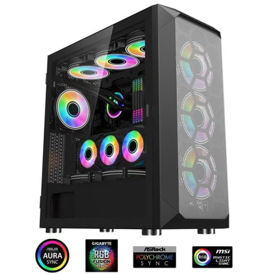 1stCOOL MiddleTower Wind Storm Black, AU, USB3.0 + set 4x ARGB fan