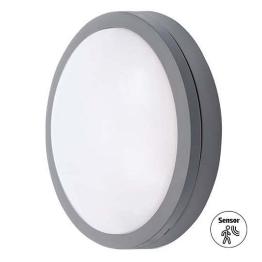 Solight LED vonkajšie osvetlenie so senzorom Siena, sivé, 20W, 1500lm, 4000K, IP54, 23cm